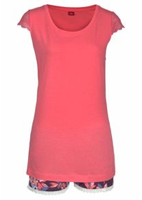 s.Oliver RED LABEL, Damen Bodywear Shorty mit gebl&uuml;hmter Shorts, Rauchblau / Aubergine / Koralle / Wei&szlig;