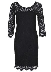 SET, Damen Cocktailkleid mit Spitzenbesatz, Schwarz