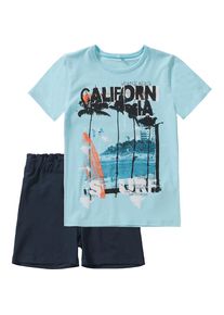 name it, Set T-Shirt + Shorts NKMZIMAK, Organic Cotton, T&uuml;rkis / Dunkelblau