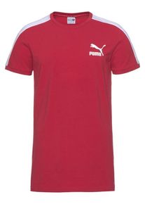 Puma, Herren T-Shirt 'T7 Slim', Rot / Wei&szlig;