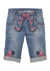 Marjo, Damen Trachtenbermuda mit Blustickerei, Blau
