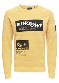 Only & Sons Only & Sons, Herren Strickpullover, Gelb / Orange / Schwarz / Wei&szlig;