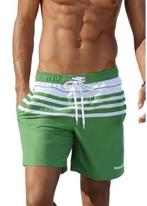 Kangaroos, Herren Badeshorts, Gr&uuml;n / Wei&szlig;