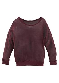 Buffalo, M&auml;dchen Pullover in Lochstrickoptik, Weinrot