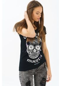 Trueprodigy, Damen T-Shirt 'Lynette', Helllila / Schwarz / Weiß