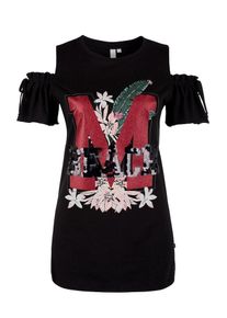 Q/S Designed By, Damen Jerseyshirt mit Cut-Outs, Altrosa / Rot / Schwarz