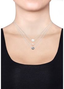 Elli, Damen Halskette 'Layer', Altrosa / Schwarz / Silber / Weiß