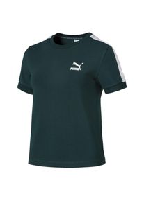 Puma, Damen T-Shirt 'Classics T7', Smaragd / Weiß