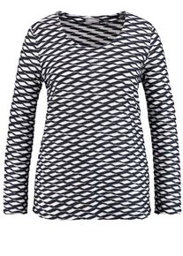 SAMOON, Damen Longsleeve, Schwarz / Weiß