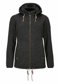 Polarino, Damen Strickfleecejacke, Schwarz