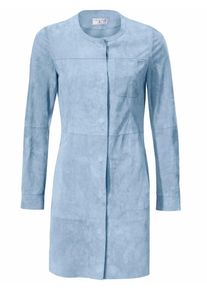 Heine, Damen Ledermantel, Ziegenvelours, Hellblau