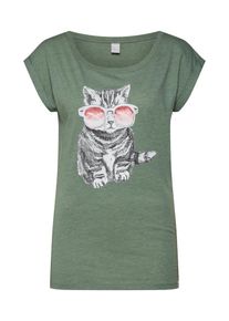 Iriedaily, Damen T- Shirt 'Iriecat', Oliv