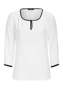 More & More MORE & MORE, Damen Bluse mit Paspel, weiß/marine, Dunkelblau / Weiß