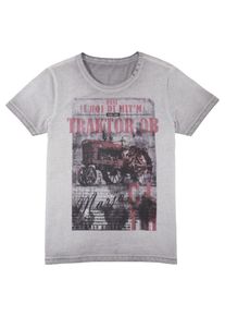 Marjo, Herren Trachtenshirt, Hellgrau / Pastellrot / Schwarz