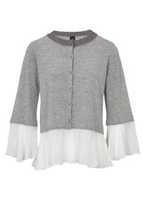 Heine, Damen Strickjacke, Grau / Dunkelgrau / Wei&szlig;