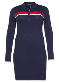 Tom Tailor, Damen Tom Tailor Polo Team Strickkleid, Navy / Rot