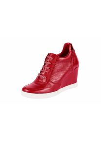 Heine, Damen Keilsneaker mit Perforation, Rot / Weiß