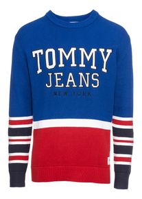 Tommy Jeans, Herren Pullover 'TJM COLORBLOCK LOGO SWEATER', Royalblau / Rot / Weiß