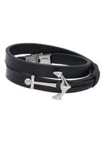 Firetti, Herren Armband 'Anker', Schwarz / Silber