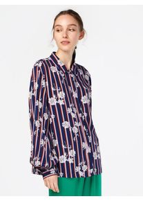 Saint Tropez, Damen Bluse 'FLOWER STRIPE P SHIRT', Blau