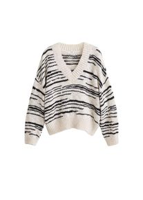 Mango, Damen Pullover 'Rural', Schwarz / Weiß