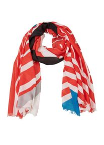 s.Oliver RED LABEL, Damen Schal, Himmelblau / Hellrot / Schwarz / Weiß
