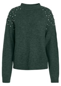 Pieces, Damen Pullover, Tanne / Perlwei&szlig;