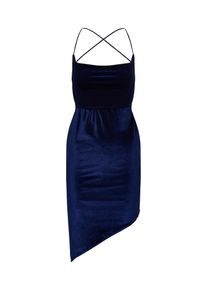 Missguided, Damen Kleid 'Velvet Asymetric Strappy Back Mini', Navy