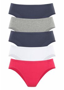 Petite Fleur, Damen Bikinislip (5 Stck.), Marine / Grau / Rot / Weiß