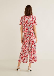 Mango, Damen Hemd 'Fleur', Feuerrot / Schwarz / Weiß
