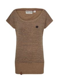 Naketano, Damen Shirt 'Wolle Dizzy', Hellbraun / Dunkelgrau