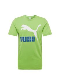 Puma, Herren Shirt 'Classics Logo Tee', Blau / Neongr&uuml;n / Wei&szlig;