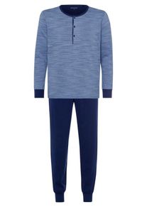 Schiesser, Herren Pyjama, Rauchblau / Ultramarinblau