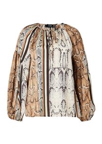 Hallhuber, Damen Bluse, Kastanienbraun / Bronze / Grau / Weiß