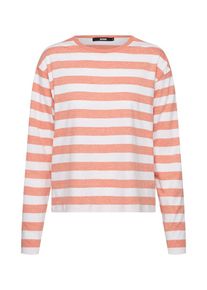 Bik Bok, Damen Langarmshirt 'Mick', Apricot / Weiß