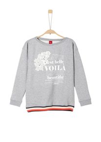 s.Oliver Junior, Mädchen Sweater, Graumeliert / Orangerot / Schwarz / Weiß