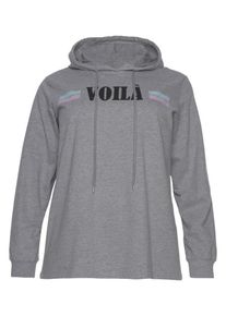 ZIZZI, Damen Sweatshirt 'Voila', Graumeliert / Schwarz