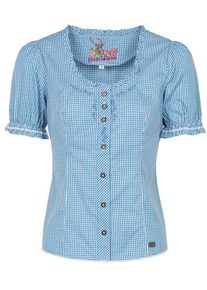 Spieth & Wensky SPIETH & WENSKY, Damen Trachtenbluse 'Grafenau', T&uuml;rkis / Hellblau / Wei&szlig;