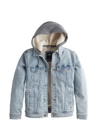 Hollister, Damen Jacke 'SHERPA LINED TWOFER 2CC', Blue Denim
