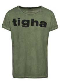tigha, Herren T-Shirt 'Logo Vintage MSN', Oliv / Schwarz