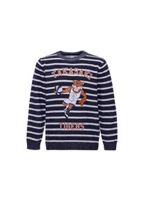 name it, Strickpullover 'NMMNAGISSEL', Nachtblau / Dunkelorange / Wei&szlig;