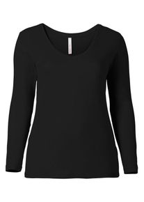 sheego Casual, Damen Langarmshirt, Schwarz