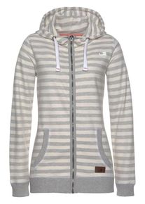 OCEAN SPORTSWEAR, Damen Kapuzensweatjacke, Graumeliert / Wollwei&szlig;