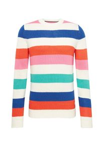 Tom Tailor Denim, Herren Pullover, Blau / Jade / Hellpink / Orangerot / Wei&szlig;