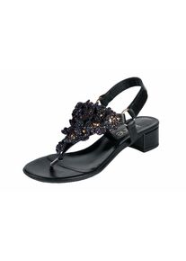 Heine, Damen Dianette mit Blütenapplikation, Schwarz