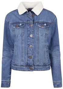 Urban Classics, Damen Jacket, Blue Denim / Weiß