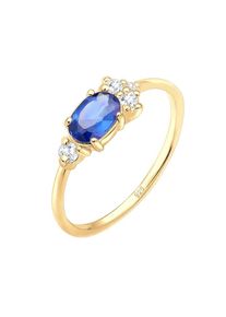 Elli Premium, Damen Verlobungsring mit Edelstein, Blau / Gold