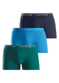 Tommy Hilfiger Underwear, Herren Boxershorts 'Trunk' (3er Pack), Navy / Hellblau / Smaragd