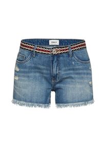 Only, Damen Shorts, Blue Denim / Kirschrot / Schwarz / Weiß