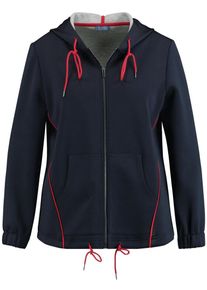 SAMOON, Damen Sweatjacke, Navy / Graumeliert / Hellrot